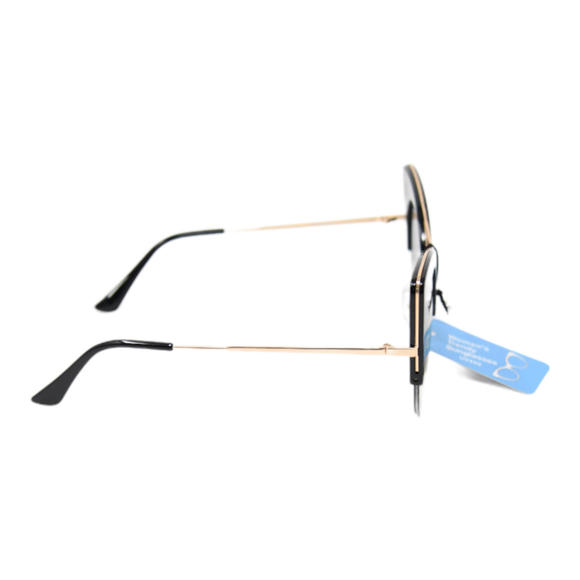 Sunglasses Fashion UV400 Protection Women Cat Eye Black Frame Blue Lens - Picture 3 of 6